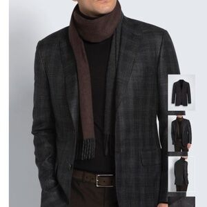 Vintage Blazer Julien Poulin Biella Italian Wool Tweed Checkered Charcoal Gray